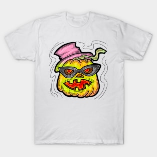 Scary Halloween pumpkin monster face head. T-Shirt